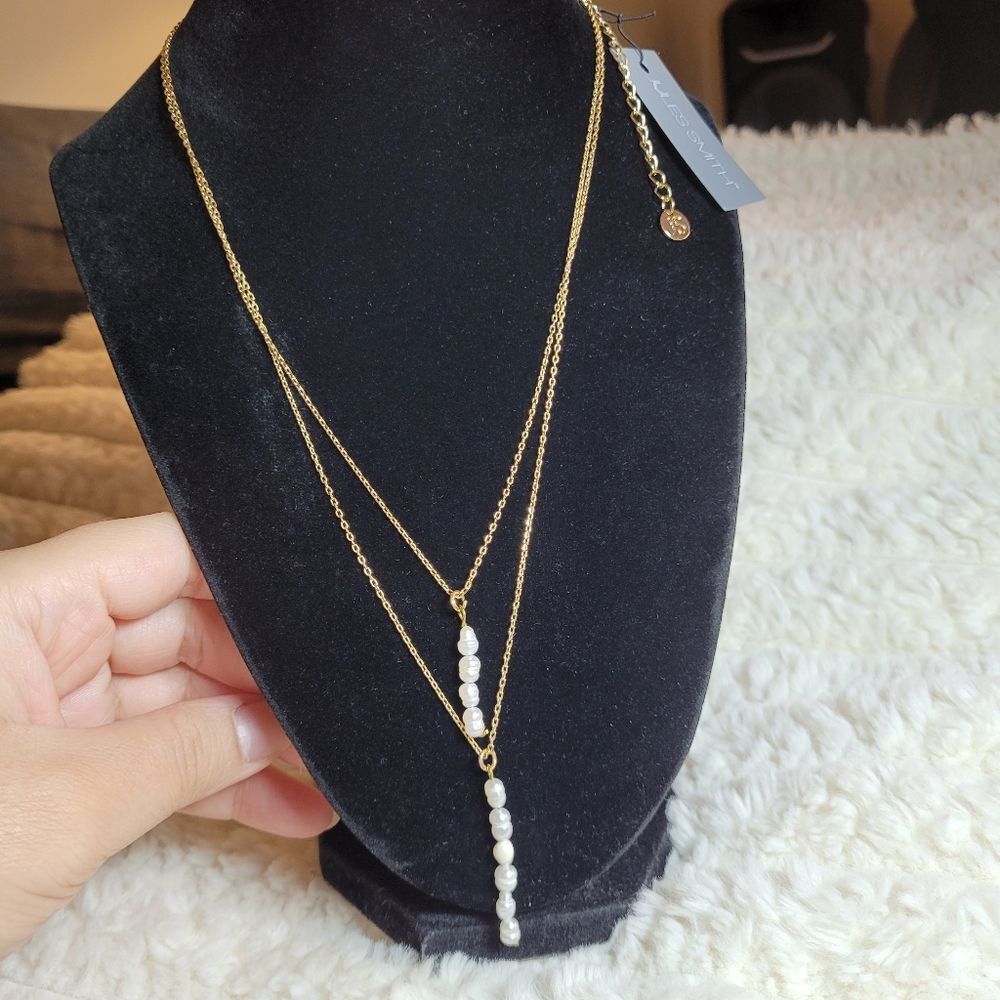 Jules Smith Gold Necklace with Faux Pearl Accents